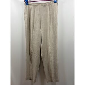 Talbots Pants Beige Wide Leg Costal Cowgirl Lagenlook Linen Blend Womens Size 14